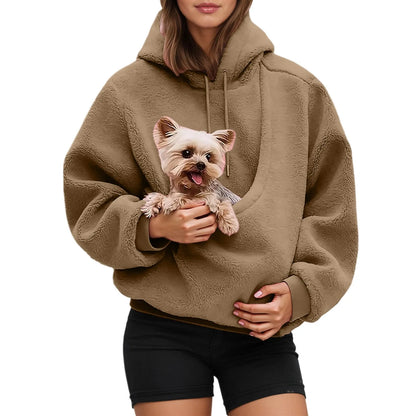 Fleece Hoodie met Huisdierzak – Warm, Zacht & Perfect voor Dierenliefhebbers 🐾