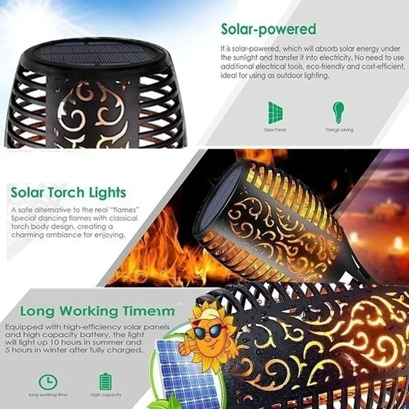 Solar Flame Torch Light – 1/2/4/6/8/10/12 stuks  Waterdichte Tuinfakkels met Realistisch Vlameffect | Voor Tuin, Pad & Terras
