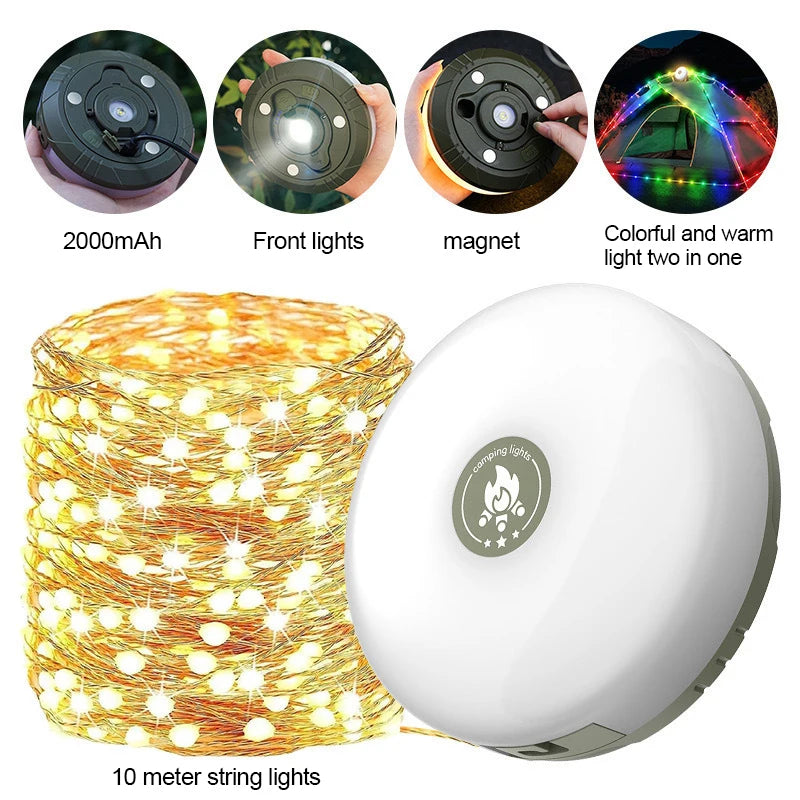 LED Camping Slinger – Uittrekbare Lampenketting  Kleurrijke Feestverlichting voor Tent, Camping & Outdoor