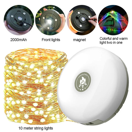 LED Camping Slinger – Uittrekbare Lampenketting  Kleurrijke Feestverlichting voor Tent, Camping & Outdoor