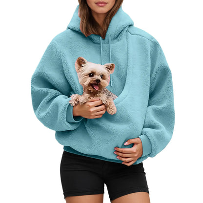 Fleece Hoodie met Huisdierzak – Warm, Zacht & Perfect voor Dierenliefhebbers 🐾