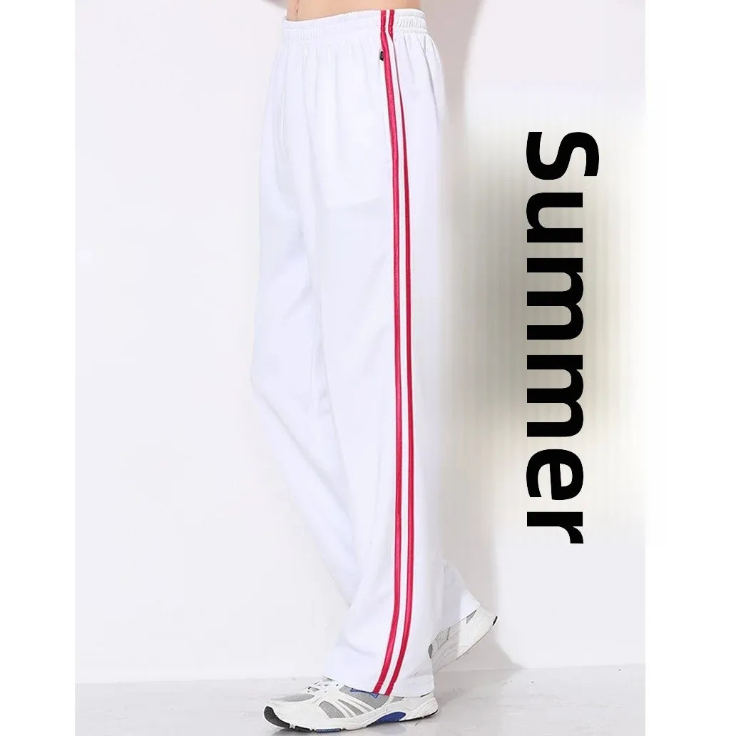 White Casual Sports Pants for Men And Women Summer Square Dance Straight Leg School Pants Large Size Leisure Sports Trousers