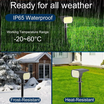‌74 LED Solar Spotlights – 3 Kleuren | IP65 Waterdicht 2-in-1 Tuinverlichting voor Oprit, Pad, Tuin & Landschap