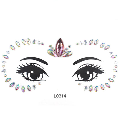 3D Glinsterende Gezichtsjewels – Tijdelijke Tattoo Stickers met Strass & Glitter!