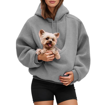 Fleece Hoodie met Huisdierzak – Warm, Zacht & Perfect voor Dierenliefhebbers 🐾
