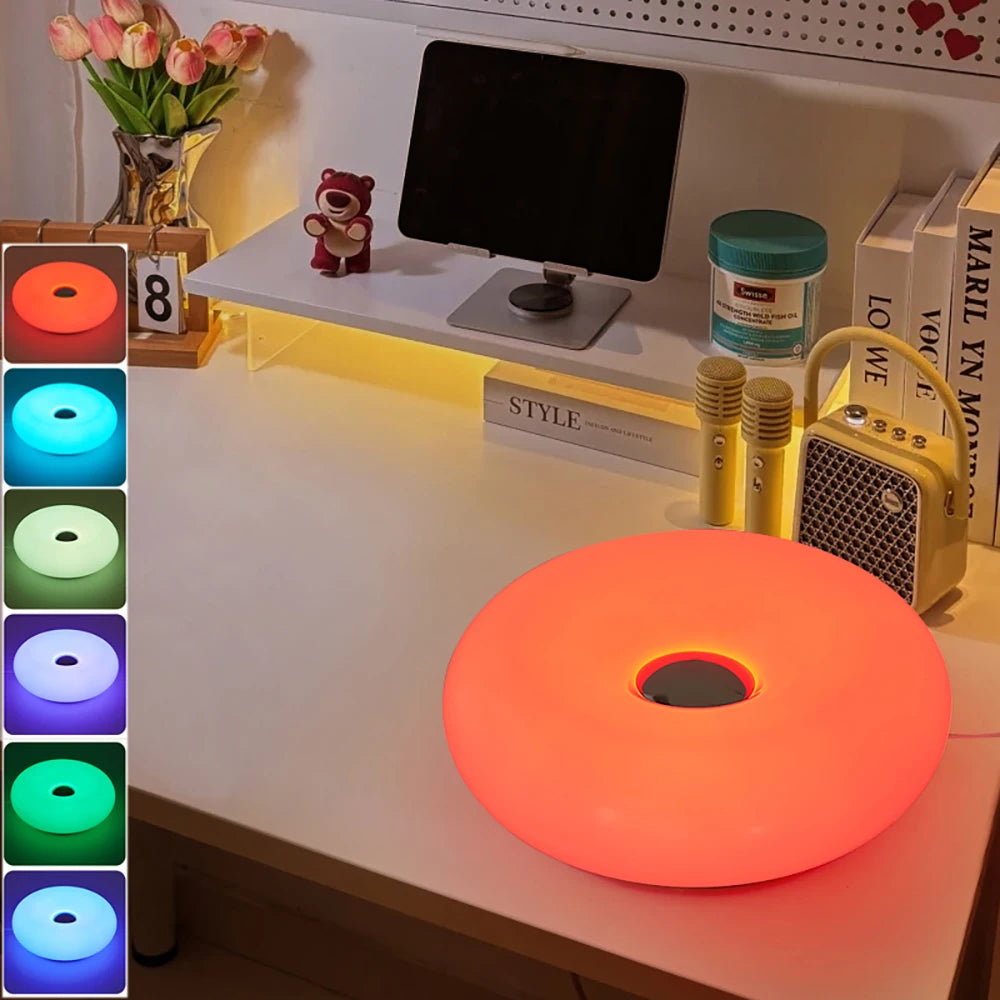Bauhaus tafellamp met USB-aansluiting – nachtlampje voor slaapkamer, woon- en eetkamer – decoratieve donutvormige sfeerlamp