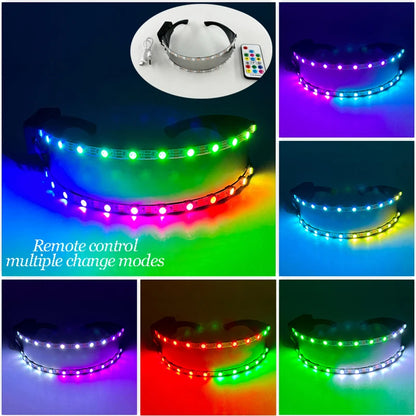 Kleurrijke Lichtgevende Brillen – Nachtclub, Verjaardagsfeestjes, Disco Accessoires – Futuristische Soldaten LED Zonnebril – LED Wolverine Handschoenen