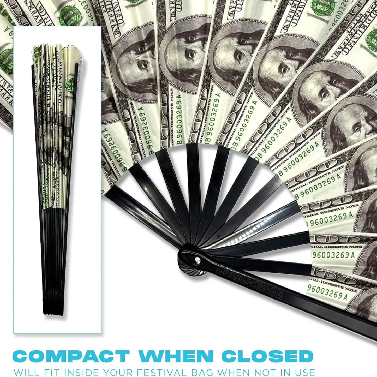 33cm Grote Opvouwbare Rave Waaier

Chinees/Japans Design | Reflecterend & Kleurrijk Gradient | Voor Festivals, Dans & Party